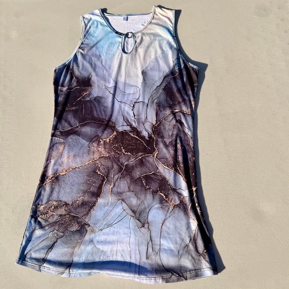 Abstract Marble Print Sleeveless Mini Dress Size Large